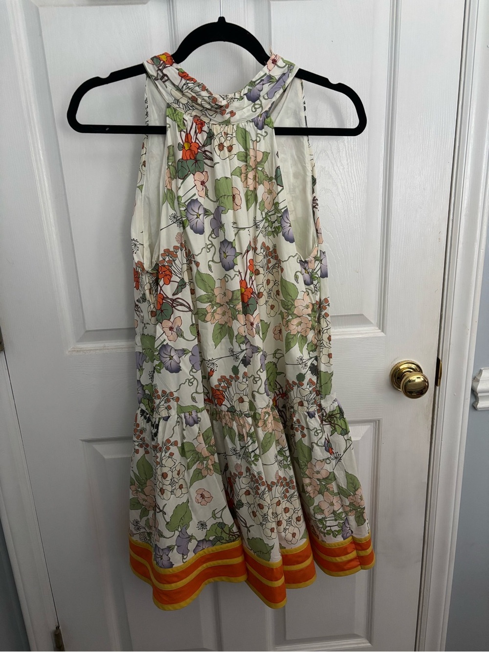 Floral Halter Sundress with Orange Trim